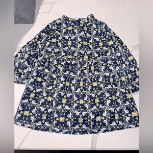 Janie and Jack Girls Yellow Navy Print Dress 4